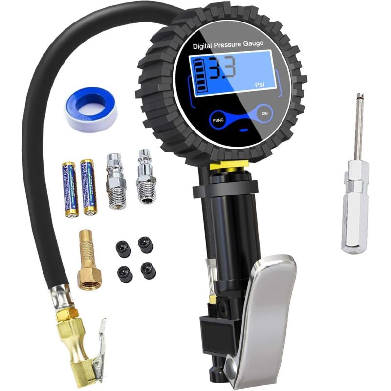 foto del prodotto dpzo manometro digitale per pneumatici 250 psi, manometro digitale per pneumatici ad alta precisione con pistola gonfiatrice per auto, moto,