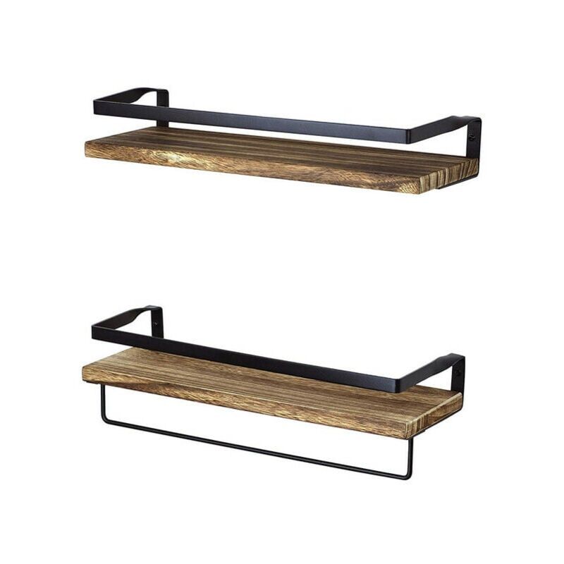 foto del prodotto dpzo mensole da parete in legno mensola sospesa dal design rustico con portasciugamani spezie, cucina, soggiorno, camera da letto e bagno stile