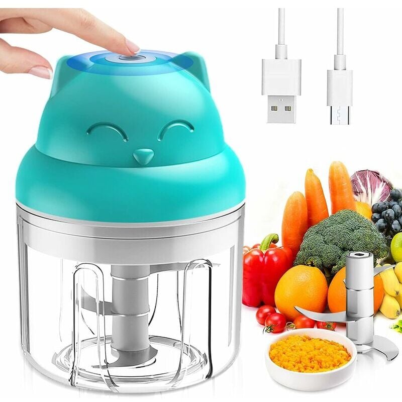 foto del prodotto dpzo mini tritatutto elettrico multi grinder, frullatore mixer da 250 ml con design in acciaio inox 3 lame, tritatutto per spremiaglio, piccolo