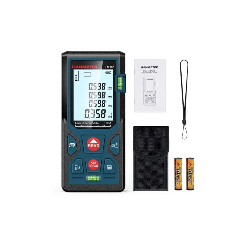 foto del prodotto dpzo misuratore laser digitale, misuratore laser digitale lm50 50 m, lunghezza area volume teorema di pitagora con retroilluminazione lcd, ip54 50