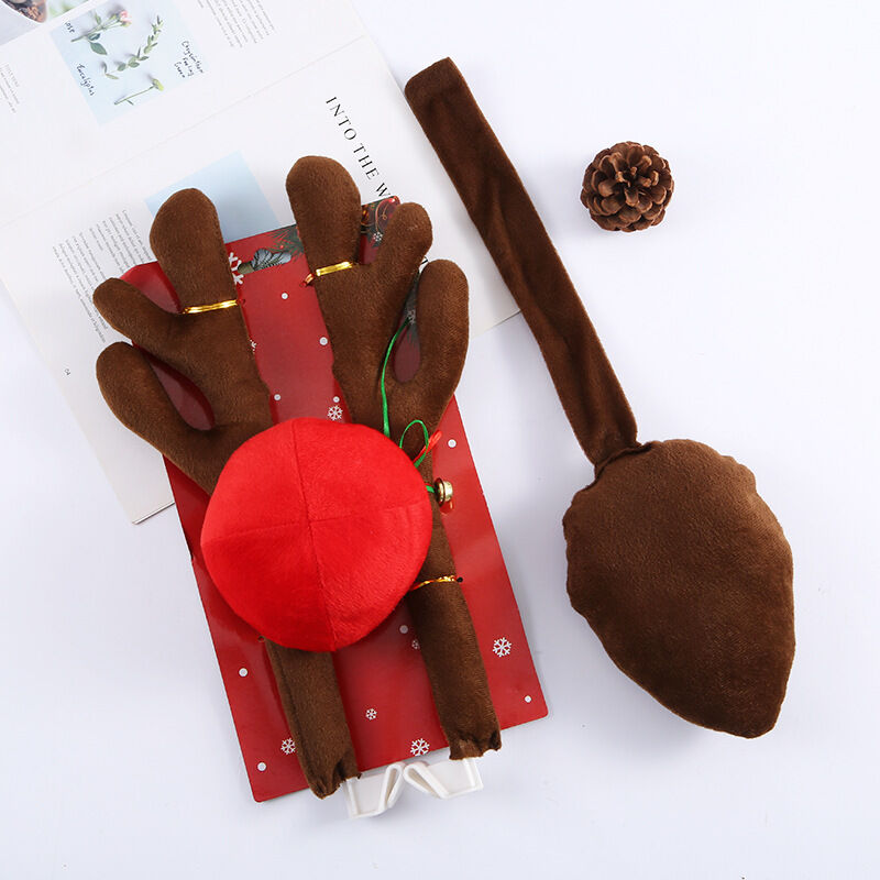foto del prodotto dpzo naso e coda di corna di renna di natale per auto, costume di natale, decorazione per auto, vestiti con decorazioni di renne, accessori per