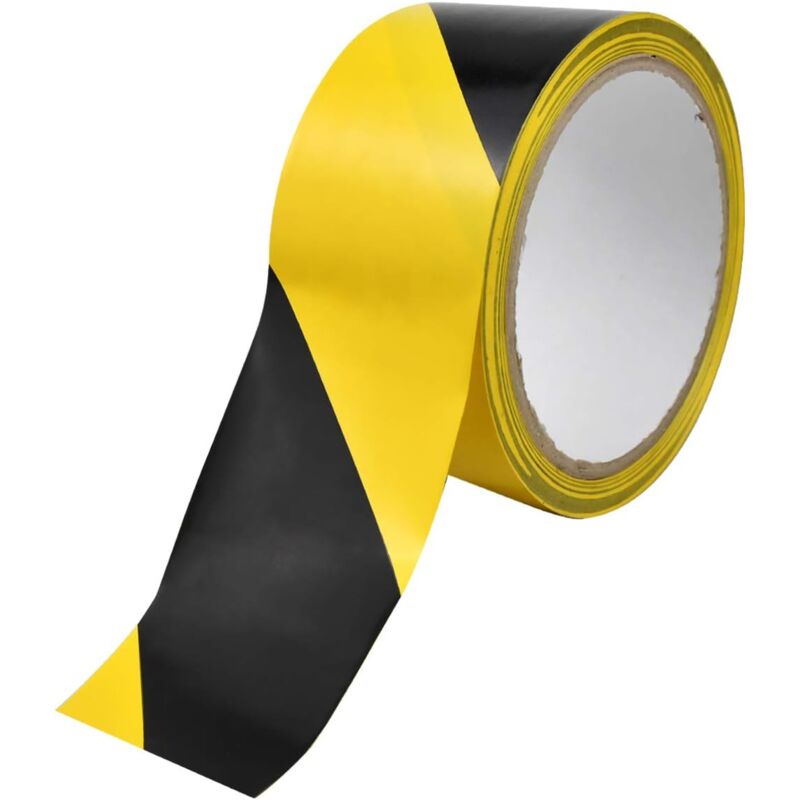 foto del prodotto dpzo nastro di segnalazione di pericolo giallo nero da 33 m x 48 mm, nastro di segnalazione di pericolo, nastro di barriera