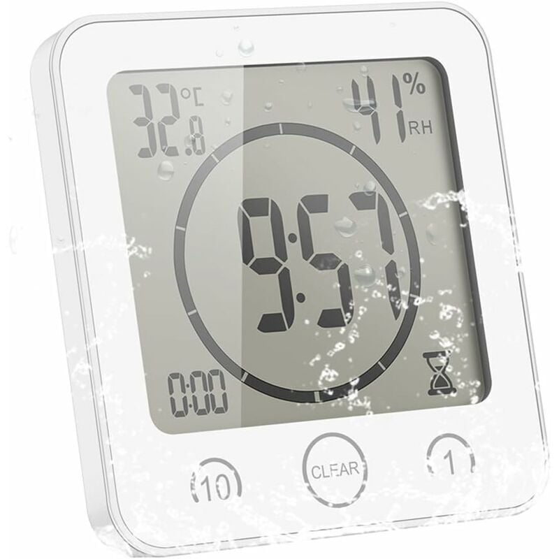 foto del prodotto dpzo orologio da bagno, sveglia digitale lcd con touch impermeabile, orologio da doccia, temperatura e umidit , timer per il conto alla rovescia, 3