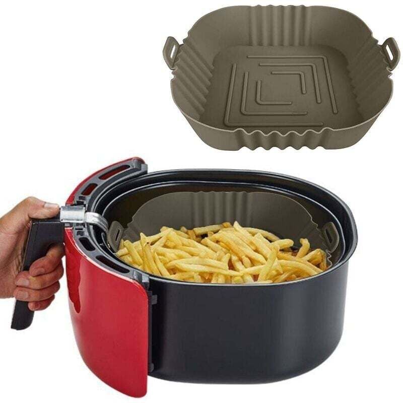foto del prodotto dpzo pentola in silicone per friggitrice ad aria, teglia in silicone per friggitrice ad aria, vassoio per friggitrice ad aria d