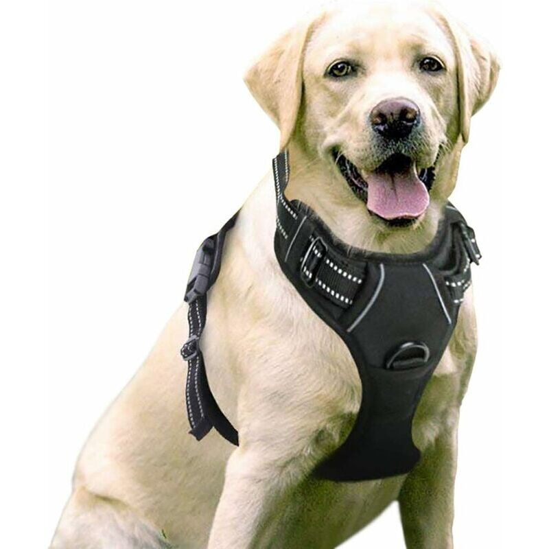 foto del prodotto dpzo pettorina riflettente anti tiro per cani, facile da indossare, regolabile per cani di taglia media e grande nera 