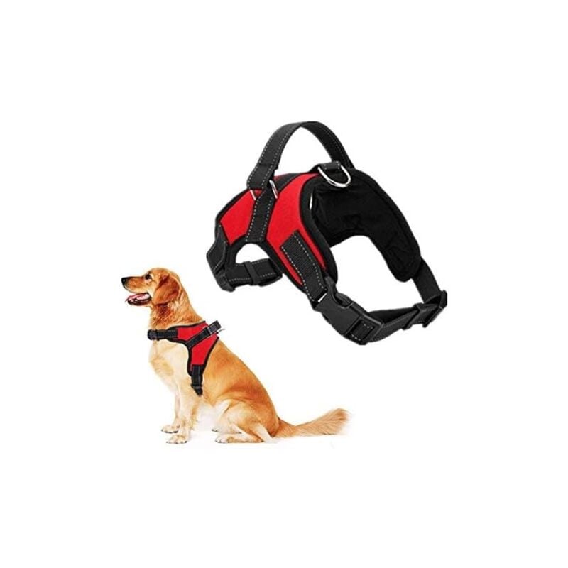 foto del prodotto dpzo pettorina sportiva per cani di grossa taglia, gilet morbido e regolabile con comoda maniglia, rosso