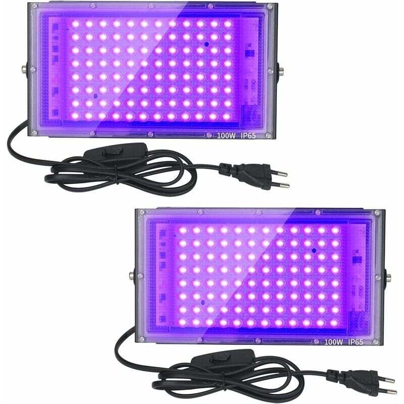 foto del prodotto dpzo pezzi 100w uv led luce nera ip65 impermeabile, lampada led ultravioletta, illuminazione d effetto per acquario, festa, vernice fluorescente,