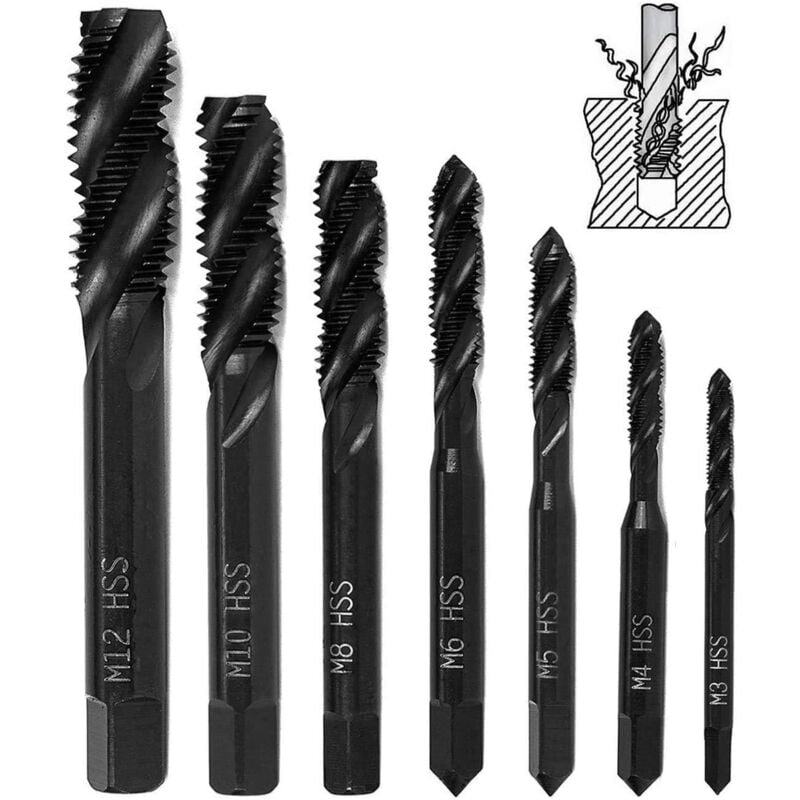 foto del prodotto dpzo pezzi maschi per filettatura a spirale in nitruro, hss 6542 utensile per filettatura conica con gambo metrico per macchina m3 m4 m5 m6 m8 m10