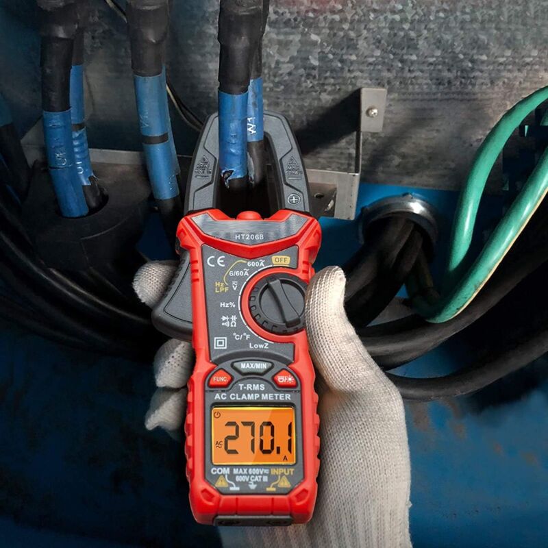 foto del prodotto dpzo pinza amperometrica automatica trms 6000 conteggi, misura corrente alternata, tensione, temperatura e resistenza