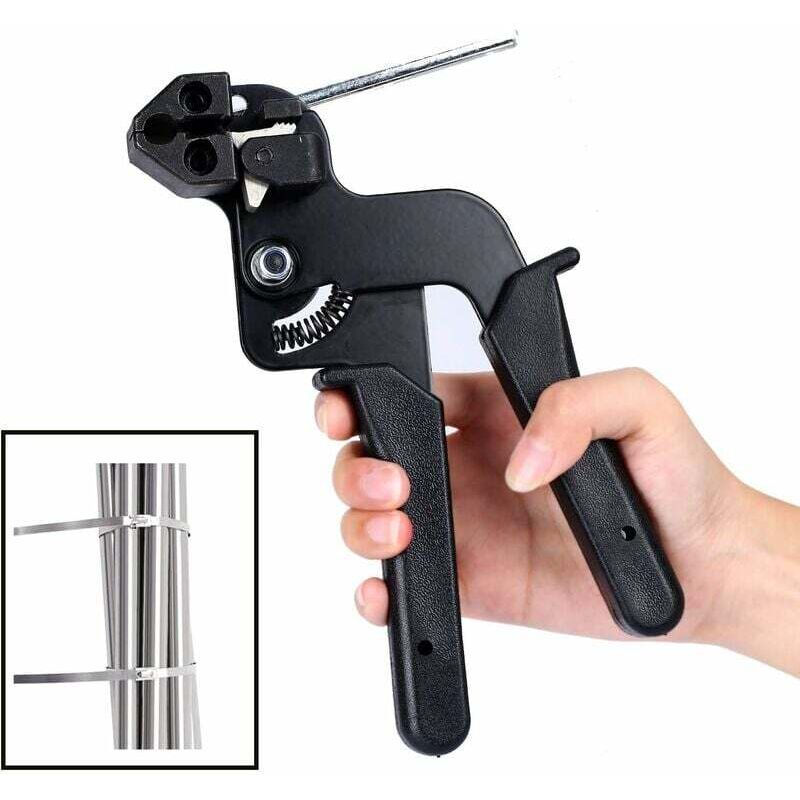 foto del prodotto dpzo pinza per fascette in acciaio inossidabile, utensile per fascette in acciaio inossidabile con funzione di taglio, utensile di serraggio per