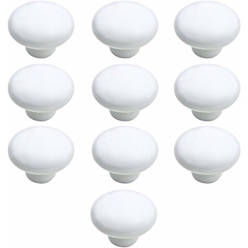 foto del prodotto dpzo pomelli per porte 10 pezzi in ceramica per cucina, cassetti, armadi, porte, pomelli, bianco, 33 mm, fdc
