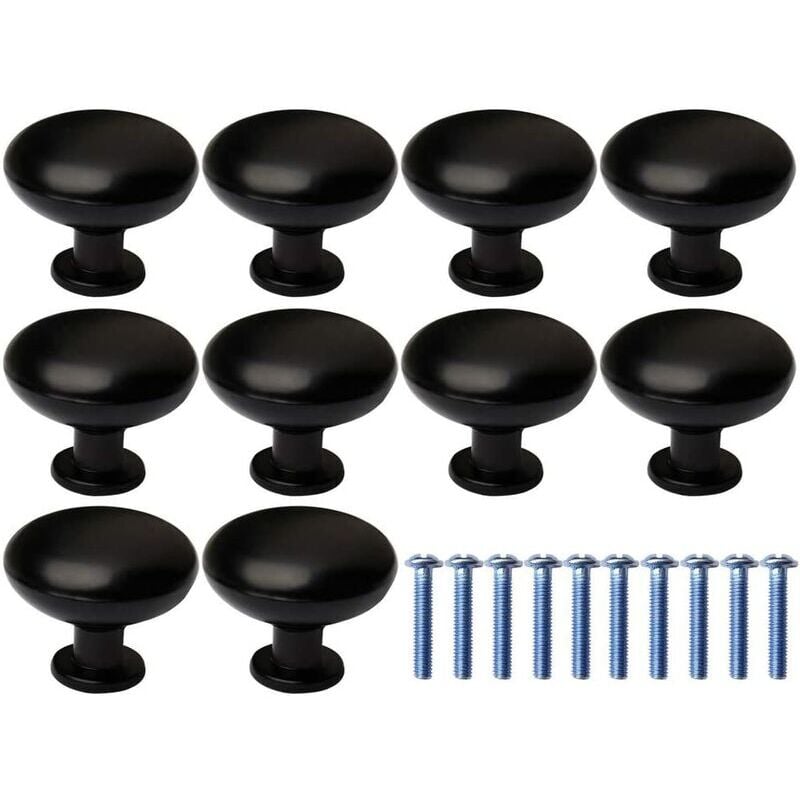 foto del prodotto dpzo pomelli per porte, 10 pezzi pomelli per porte e cassetti pomelli per mobili, pomelli rotondi neri per armadietti da cucina con 10 viti di