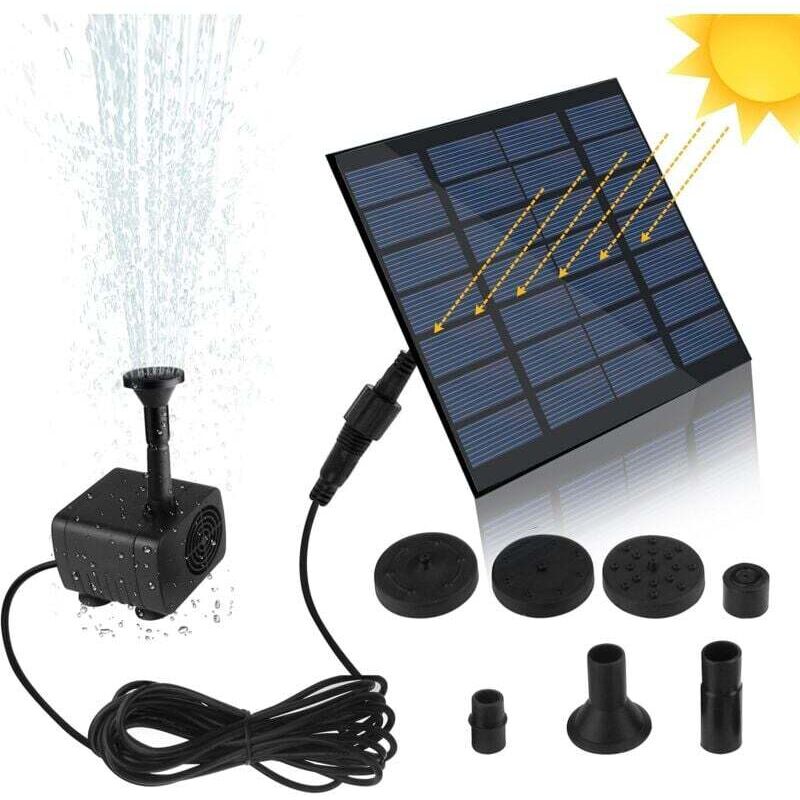 foto del prodotto dpzo pompa per fontana solare, pompa per acqua con pannello solare monocristallino da 1,2 w per laghetto da giardino, laghetto per pesci, piccolo