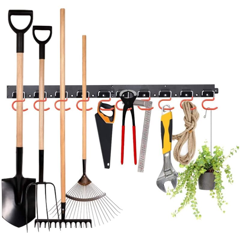 foto del prodotto dpzo porta attrezzi da giardino a parete, mohoo da 64 pollici, organizer per attrezzi da giardino sospeso, sistema di stoccaggio regolabile, garage