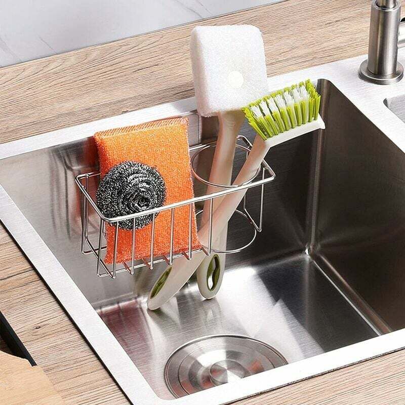 immagine 0 del prodotto dpzo porta spugna da cucina in acciaio inossidabile, organizer da lavello sospeso, argento