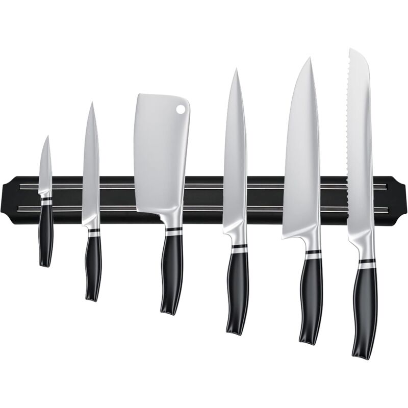 foto del prodotto dpzo portacoltelli magnetico, barra magnetica per coltelli, portacoltelli magnetico da cucina in acciaio inox nero portacoltelli magnetico per