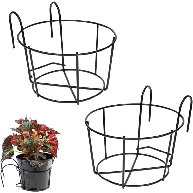 foto del prodotto dpzo portafiori rotondo in metallo da 2 pezzi, vaso sospeso per balcone e giardino, adatto per interni ed esterni