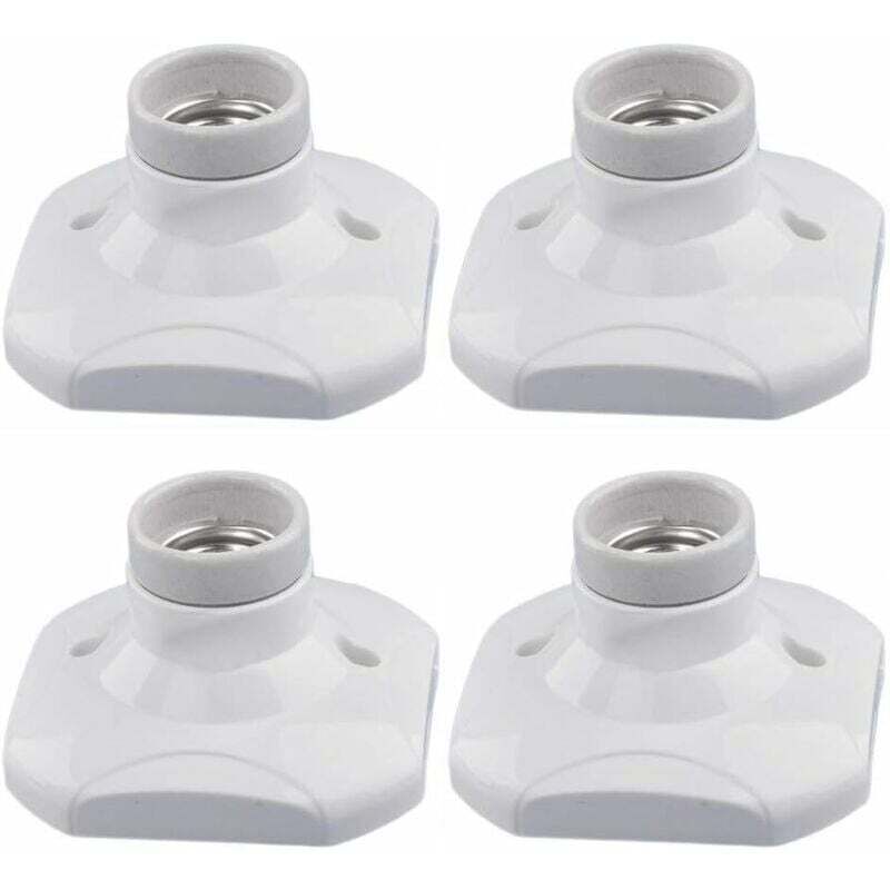 foto del prodotto dpzo portalampada led e27, portalampada in ceramica e27 e base in plastica, portalampada a parete e27, portalampada e27 bianco con anello per