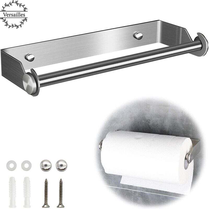 foto del prodotto dpzo portarotolo di carta da cucina, dispenser di carta da cucina in acciaio inox, portarotolo di carta da cucina a parete