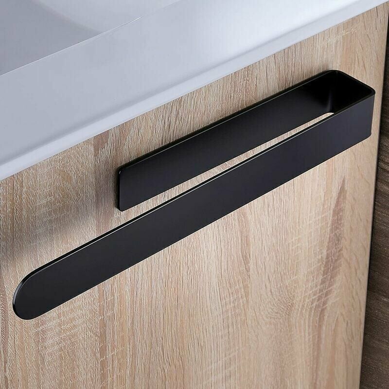 foto del prodotto dpzo portasciugamani adesivo in acciaio inox per bagno, nero, 37 cm