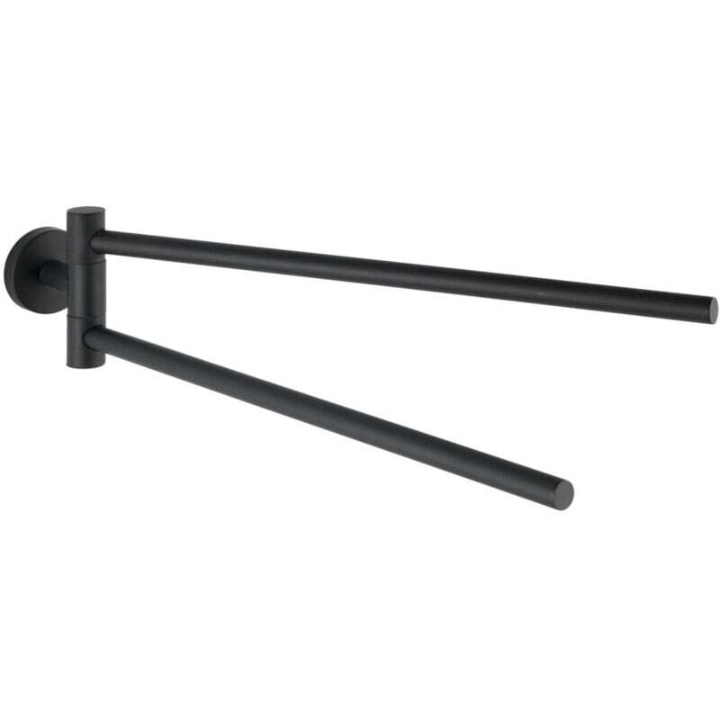 foto del prodotto dpzo portasciugamani da parete uno bosio nero, portasciugamani da parete con 2 bracci mobili, acciaio inox, 5,5x9x43 cm, nero opaco fdc