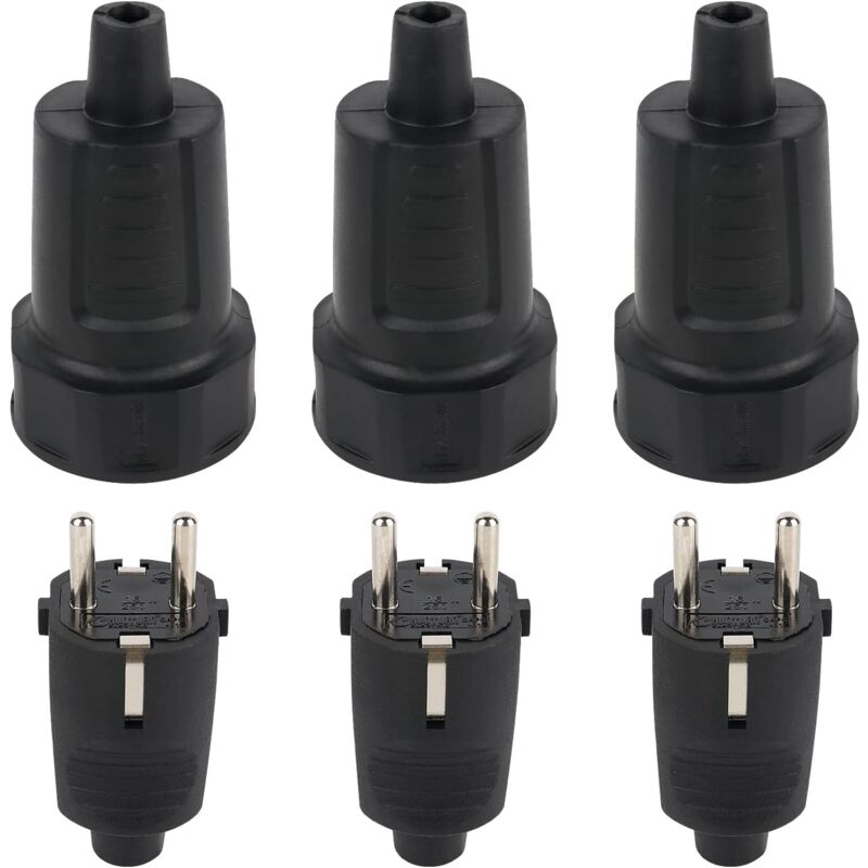foto del prodotto dpzo presa elettrica maschio, set di 3 spine maschio e femmina, spina elettrica, nero, 250 v, 16 a, protezione ip44 adatta per prese interne e