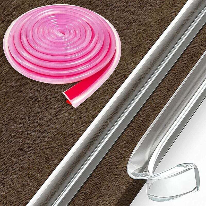 foto del prodotto dpzo protezione per tavolo e mobili per bambini in silicone al 100 , protezione per angoli del tavolo preadesiva 2m per bambini, protezione per
