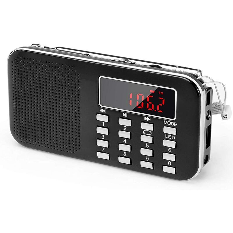 foto del prodotto dpzo radio portatile am fm, radio con luce di emergenza, supporto micro sd aux usb, batteria ricaricabile da 1200 mah