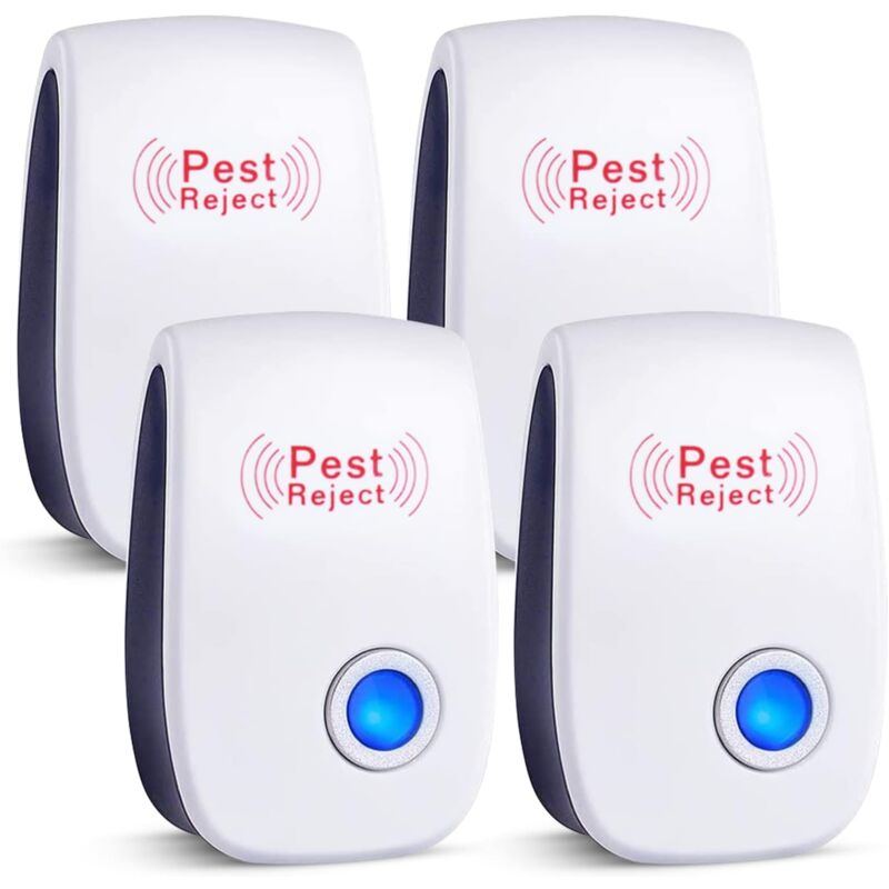 foto del prodotto dpzo repellente per parassiti ad ultrasuoni, 4 pezzi, repellente per insetti per interni, repellente elettronico ad ultrasuoni per roditori,