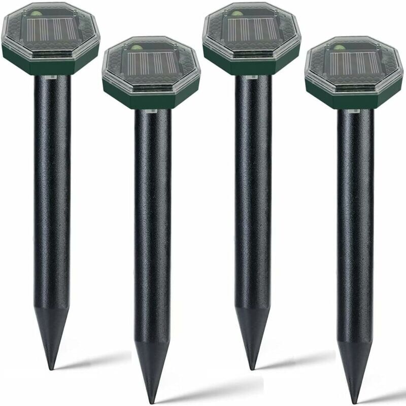 foto del prodotto dpzo repellente solare ultrasonico per talpe, confezione da 4, anti talpe e serpenti, ip65 per il controllo dei parassiti del giardino