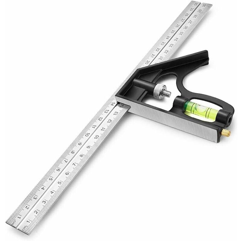 foto del prodotto dpzo righelli quadrati per tracciatura, strumenti di misurazione, squadra combinata da 300 mm, righello angolare combinato in acciaio inossidabile