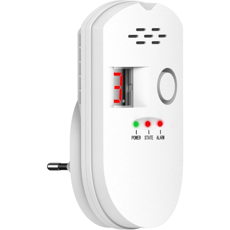 foto del prodotto dpzo rilevatore di gas da 85 db, allarme gas di citt , gpl, propano, allarme plug in con display digitale per la casa
