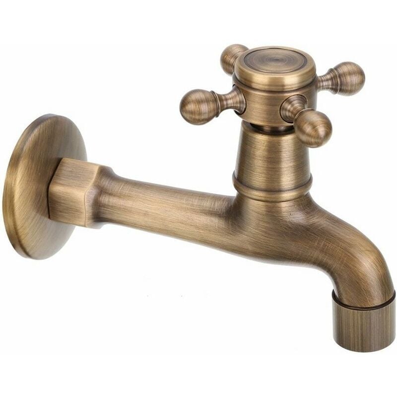 foto del prodotto dpzo rubinetto d acqua fredda a parete vintage per bagno, lavandino, vasca, rubinetti in ottone per giardino, patio, piscina