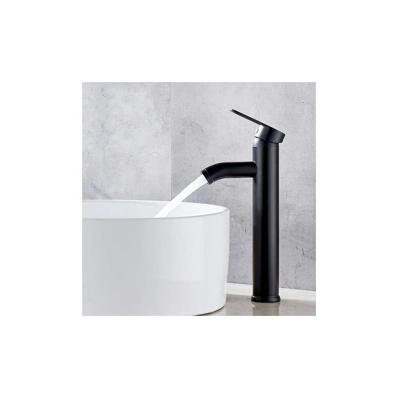 foto del prodotto dpzo rubinetto nero opaco, miscelatore per lavabo da bagno in rame, acqua calda e fredda, rubinetto per lavabo opaco, design elegante e retr ,