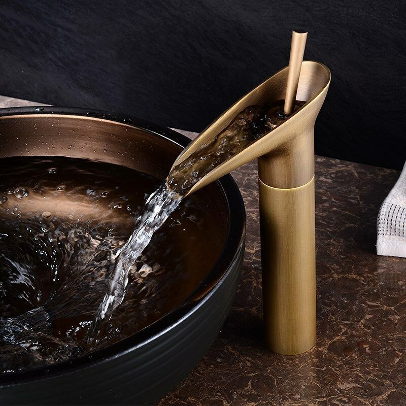 foto del prodotto dpzo rubinetto per lavabo da bagno, miscelatore a cascata, miscelatore per lavabo caldo e freddo regolabile, ottone cromato a 