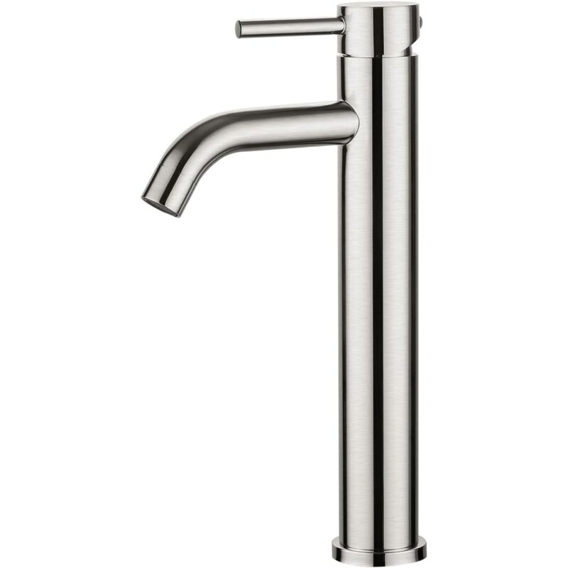 foto del prodotto dpzo rubinetto per lavandino del bagno, miscelatore per lavandino del bagno con bocca alta, miscelatore con attacco per acqua calda fredda, grigio