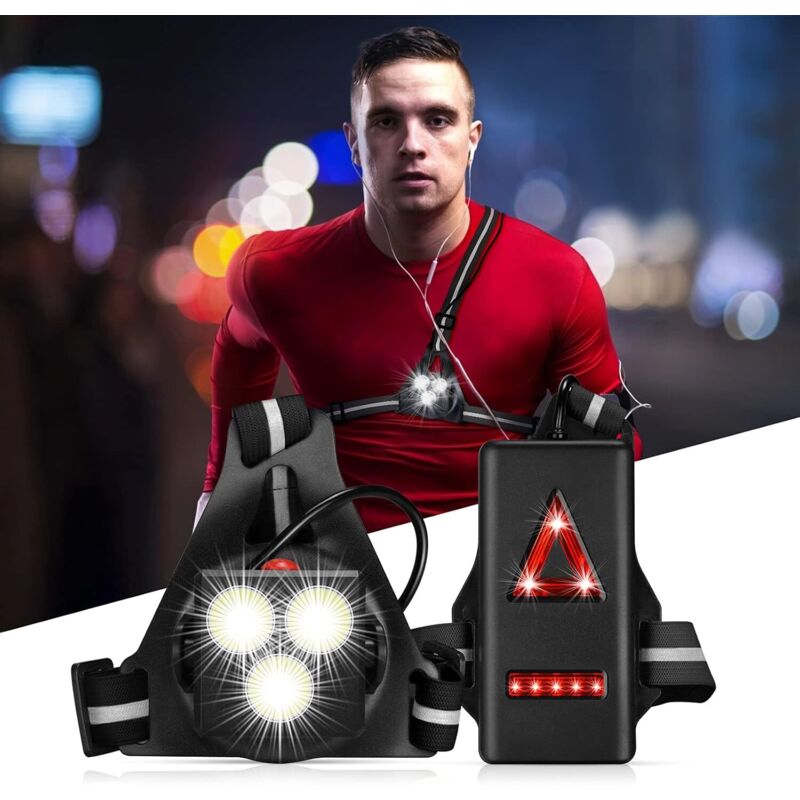 foto del prodotto dpzo running light, lampada da petto ricaricabile tramite usb, lampada da petto da corsa, 500 lumen, angolo regolabile di 120 , lampada da jogging
