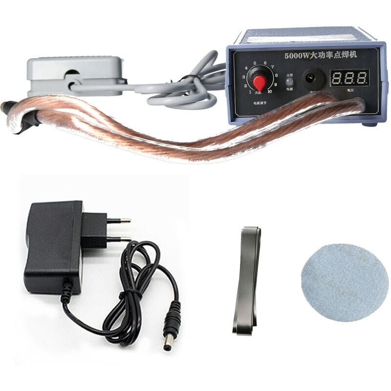foto del prodotto dpzo saldatrice a punti portatile ad alta potenza da 5000 w, saldatrice a punti portatile con corrente regolabile da 0 a 800 a per batteria 18650,