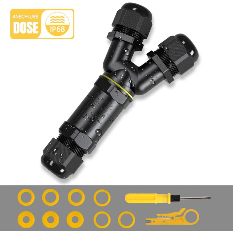 foto del prodotto dpzo scatola di giunzione impermeabile ip68, connettore per cavo esterno a 3 poli per cavo 4 14 mm