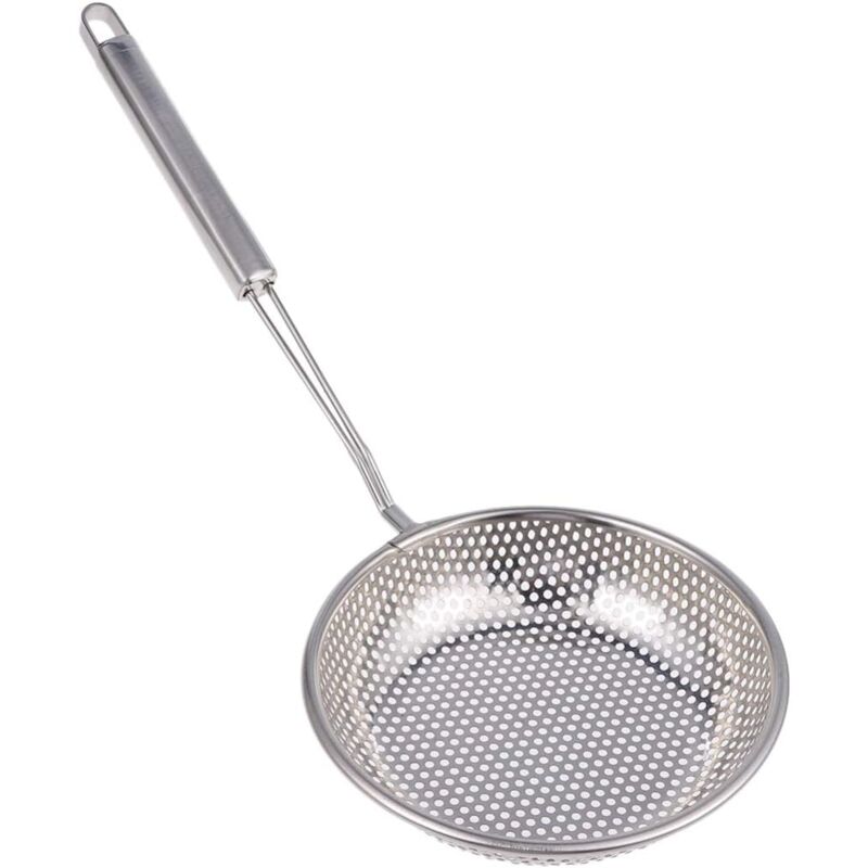 foto del prodotto dpzo schiumarola in acciaio inox, scolapasta ergonomico per cucina, da 4 a 20 cm, colore argento