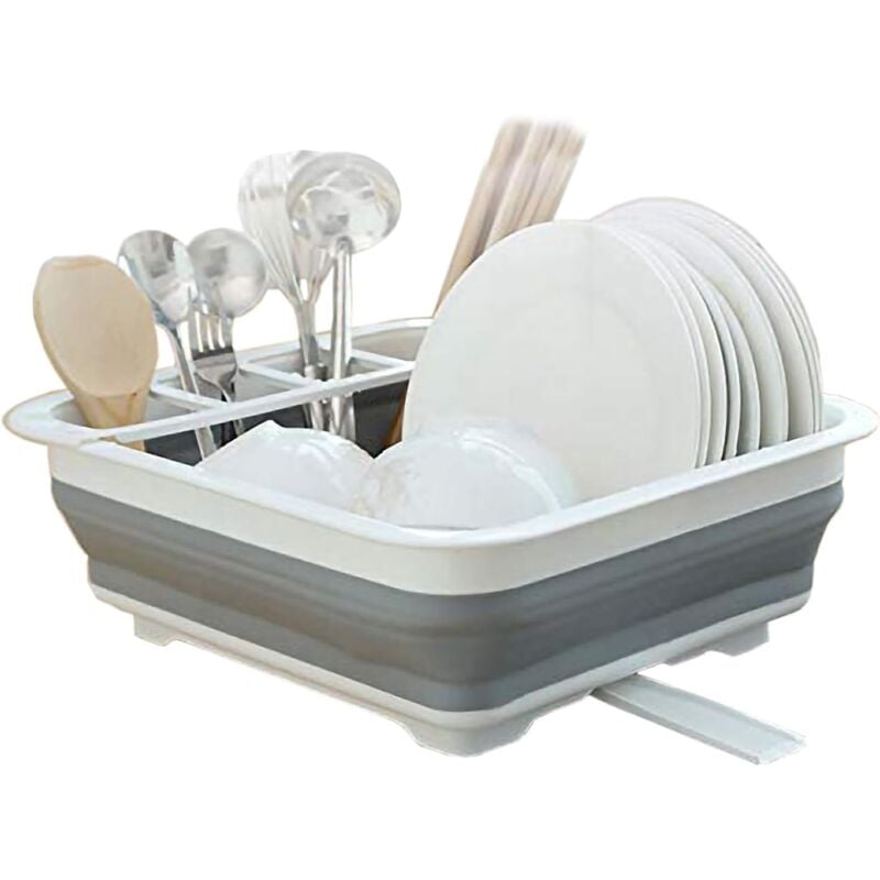foto del prodotto dpzo scolapiatti pieghevole, scolapiatti portatile, organizer da cucina per camper e roulotte