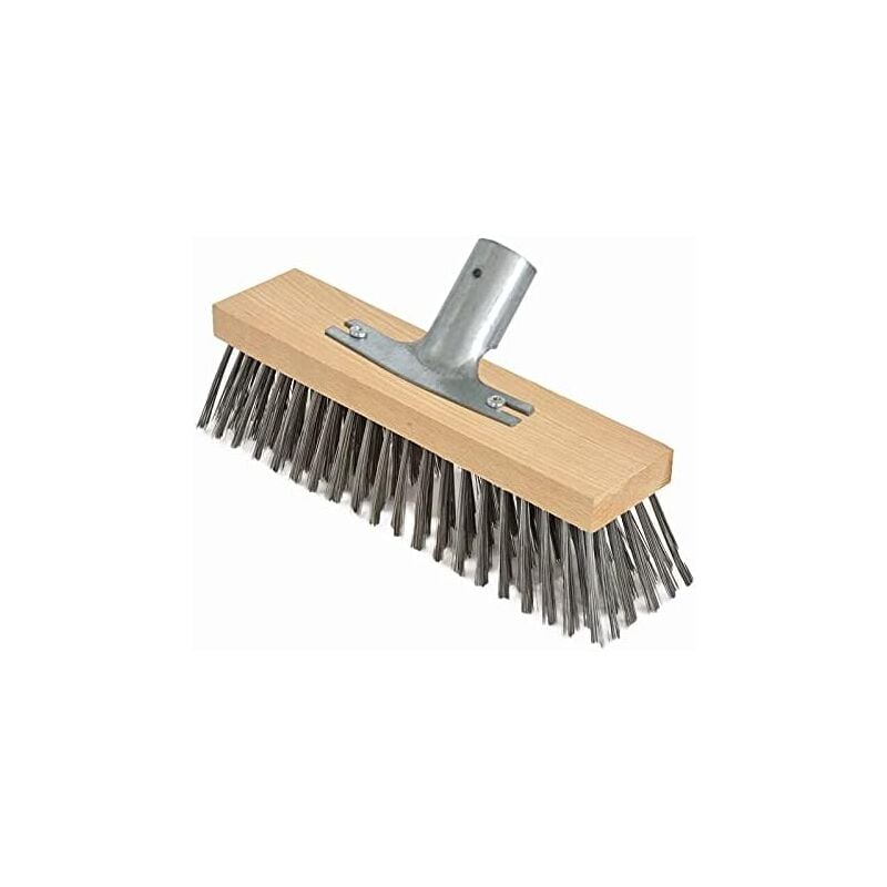 foto del prodotto dpzo scopa in setole d acciaio, 30 cm con porta manico in metallo 28 cm testa scopa a spazzola corpo in legno di faggio di alta qualit 