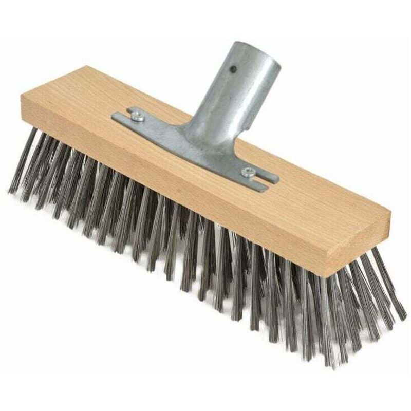 foto del prodotto dpzo scopa in setole d acciaio da 30 cm con supporto in metallo, testa in legno di faggio