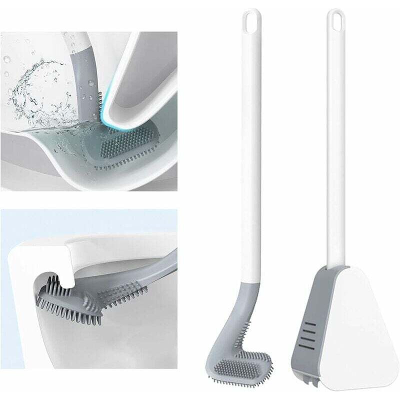 foto del prodotto dpzo scopino per wc in silicone con manico lungo, scopino per wc golf, scopini e supporti per wc per bagno bianco