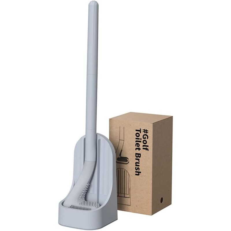 foto del prodotto dpzo scopino per wc in silicone, testina con manico lungo e supporto, asciugatura rapida per il bagno