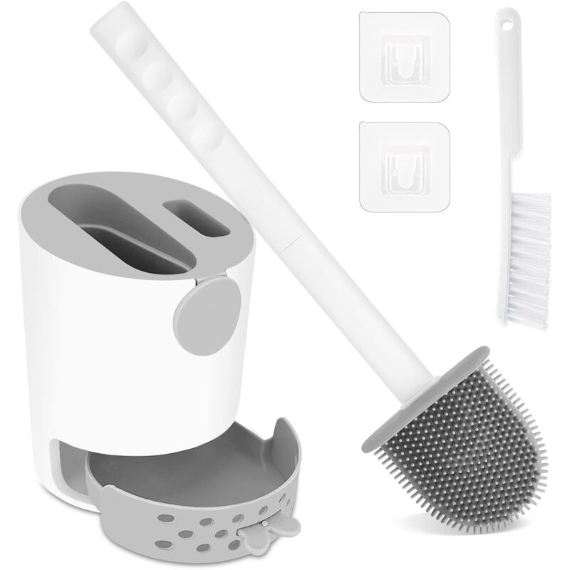 foto del prodotto dpzo scopino per wc scopino per wc in silicone e scopino per la pulizia, scopino per wc con supporto, scopino per wc sospeso per casa, hotel