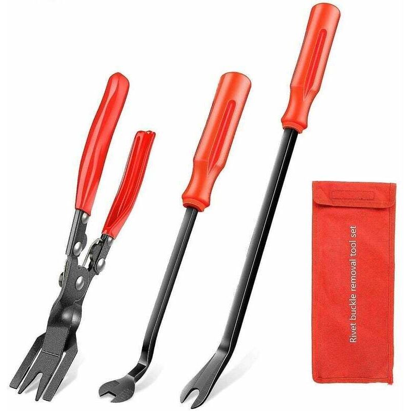 foto del prodotto dpzo set da 3 pezzi con pinze per clip e strumenti per la rimozione di elementi di fissaggio kit di riparazione combinato per tappezzeria auto.