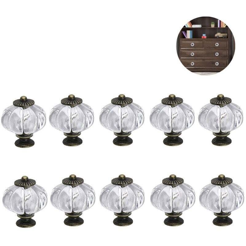 foto del prodotto dpzo set di 10 pomelli trasparenti a forma di zucca in acrilico per porte, armadi, cassetti, cassettiere, credenze, mobili da cucina o cameretta