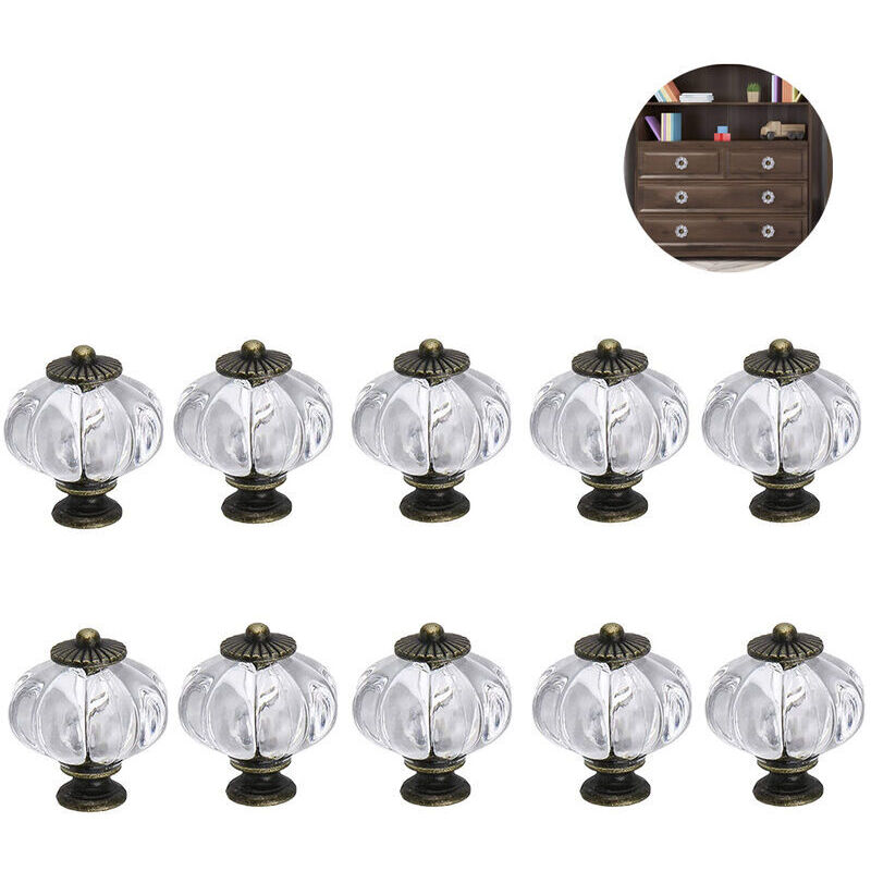 foto del prodotto dpzo set di 10 pomelli trasparenti a forma di zucca in acrilico per porte, armadi, cassetti, cassettiere, credenze, mobili da cucina o cameretta