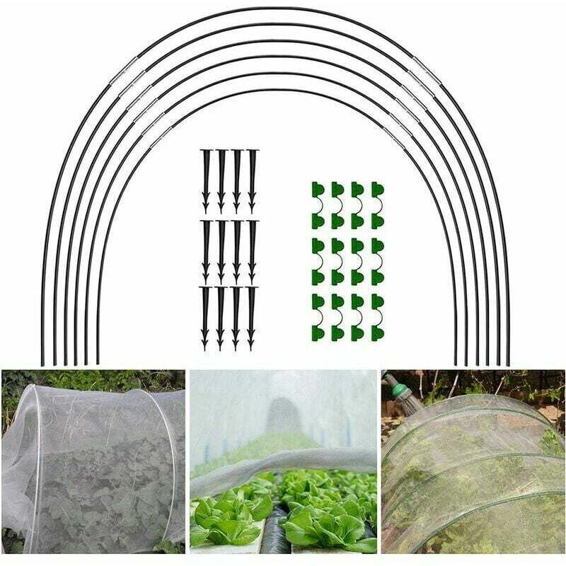 foto del prodotto dpzo set di 18 cerchi per serra a tunnel rialzata, che costituiscono una struttura in fibra di vetro per la crescita delle piante in giardino.